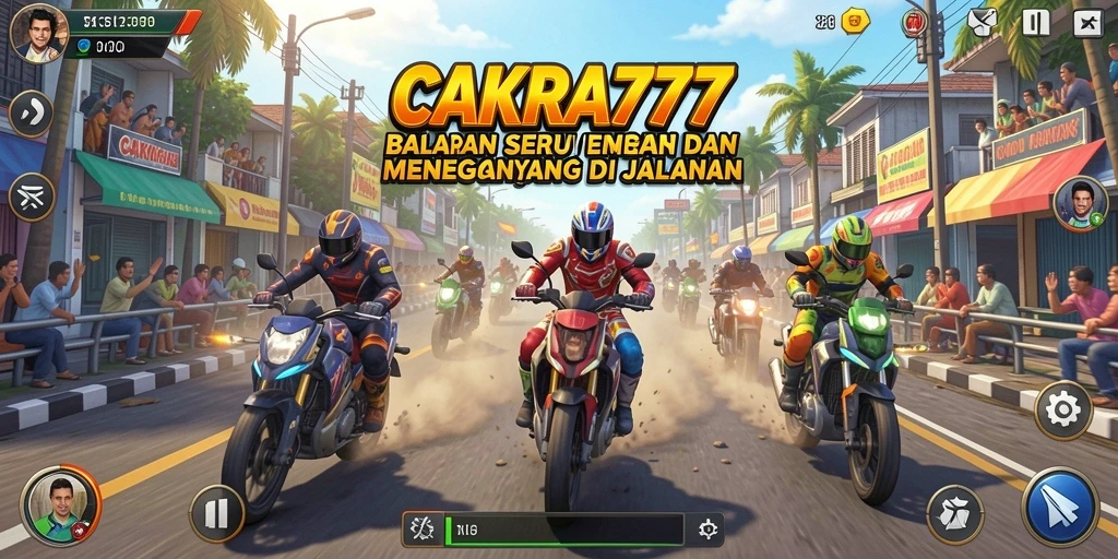Tampilan gameplay CAKRA777 yang menegangkan saat balapan.