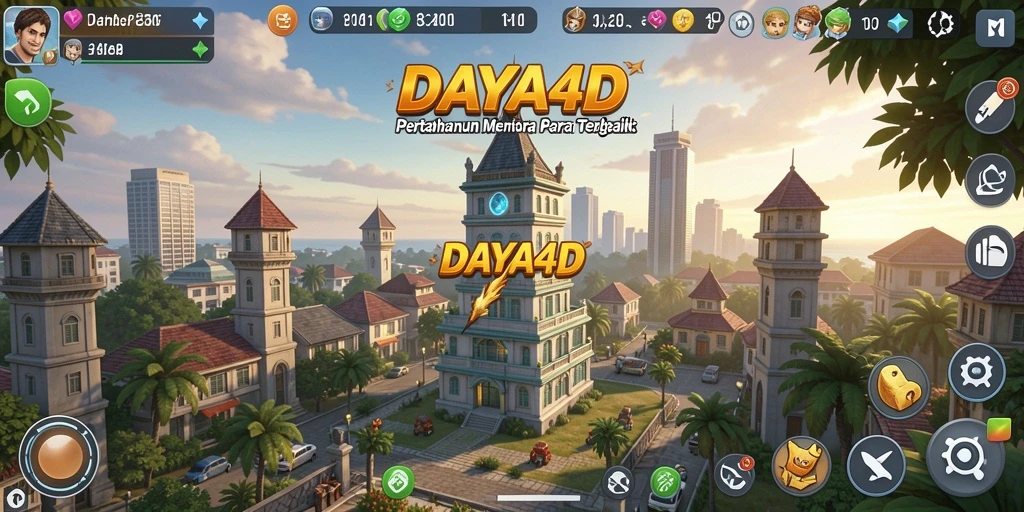 Screenshot gameplay DAYA4D menampilkan aksi menara pertahanan yang mendebarkan.