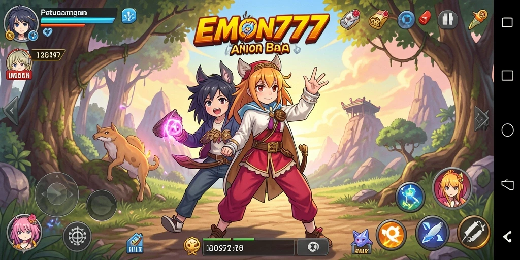 Tampilan menarik dari gameplay EMON777 dengan karakter Anime yang ikonik.