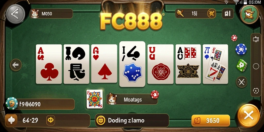 Screenshot FC888 menampilkan pertempuran seru dalam permainan Domino.