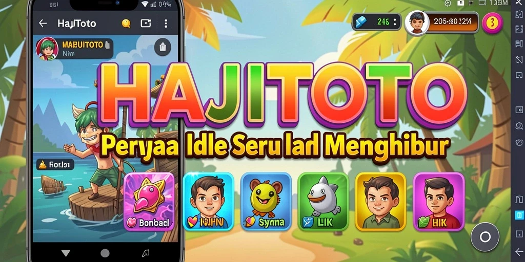 Screenshot gameplay utama HAJITOTO menunjukkan karakter beraksi dalam mode Idle.