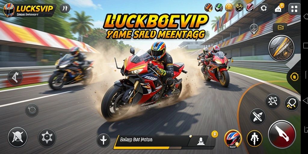 Tampilan gameplay LUCKSVIP yang menegangkan di lintasan balap motor.