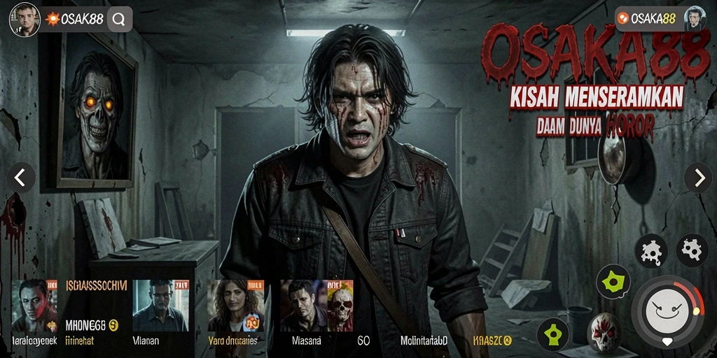 Screenshot utama OSAKA88 menampilkan suasana gameplay menyeramkan.