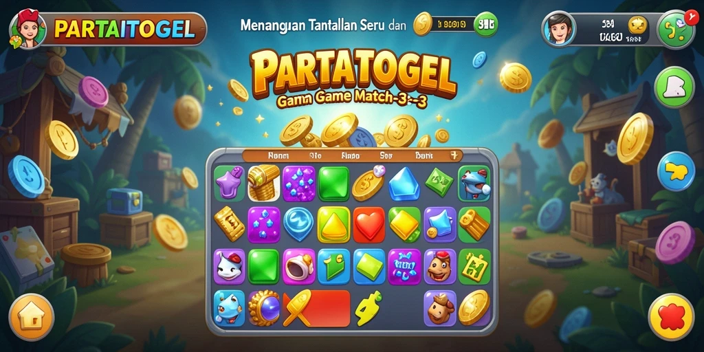 Tampilan gameplay seru dalam PARTAITOGEL dengan tantangan Match-3.