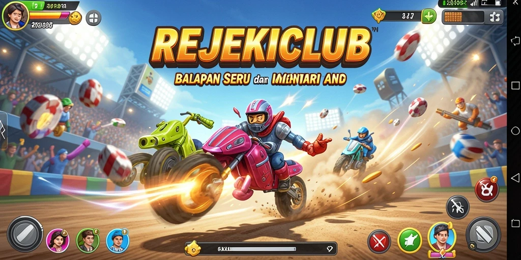Tangkapan layar gameplay REJEKICLUB yang menegangkan di sirkuit balap.