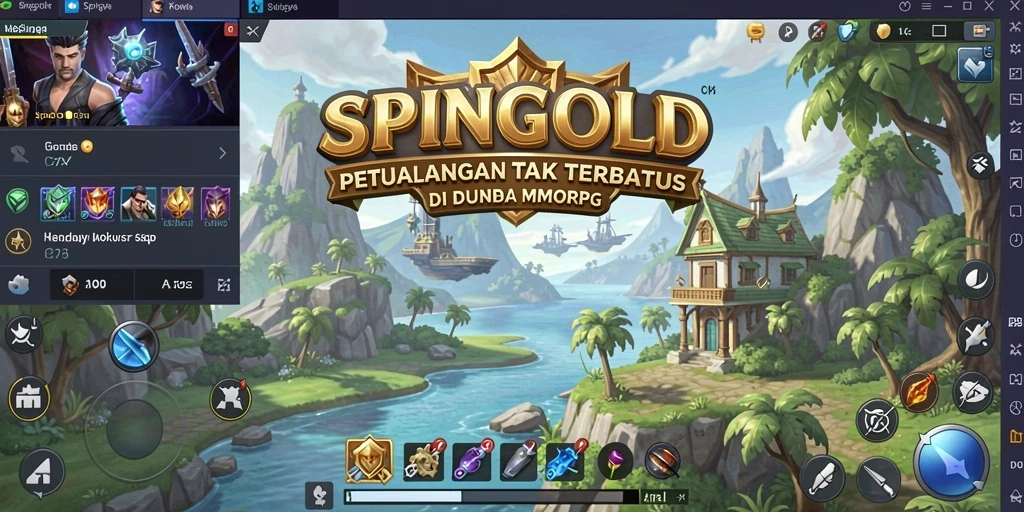 Tampilan gameplay <strong>SPINGOLD</strong> dengan aksi seru dalam pertempuran MMORPG.