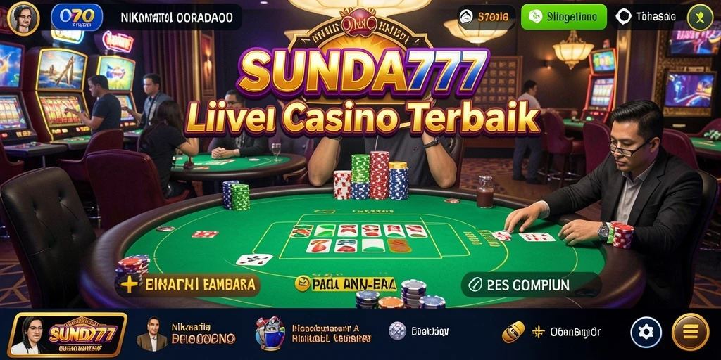 Screenshot SUNDA777 menunjukkan dealer live dan suasana permainan yang mendebarkan.