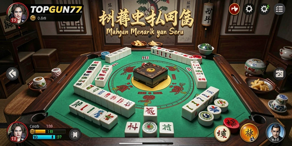 Tampilan gameplay Mahjong yang seru dan menantang di TOPGUN77.