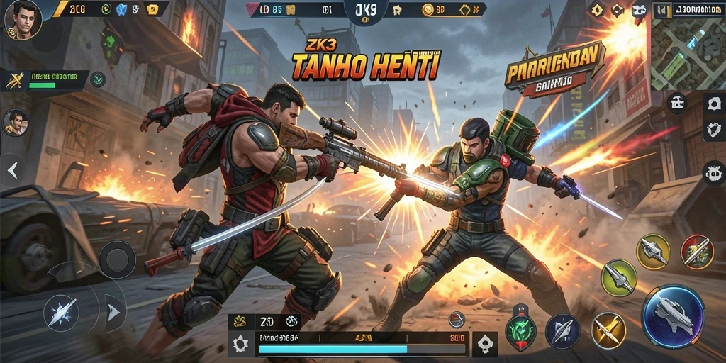 Tampilan gameplay ZK3 yang penuh aksi dan pertarungan seru.